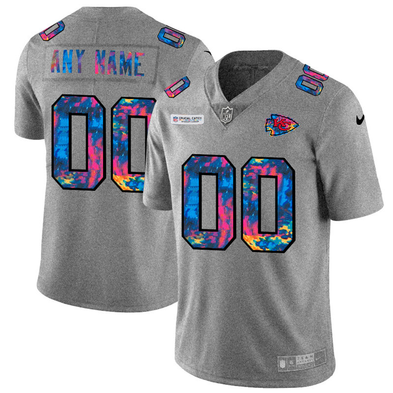 Men's Kansas City Chiefs 2020 ACTIVE PLAYER Customize Grey Crucial Catch Limited Stitched Jersey